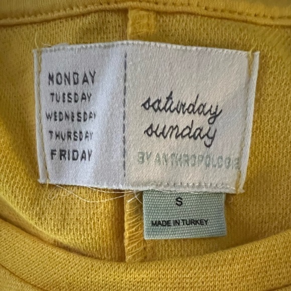 Anthropologie Saturday Sunday Yellow Sunny Day Puff Sleeve Tunic Dress Size S - Picture 4 of 5